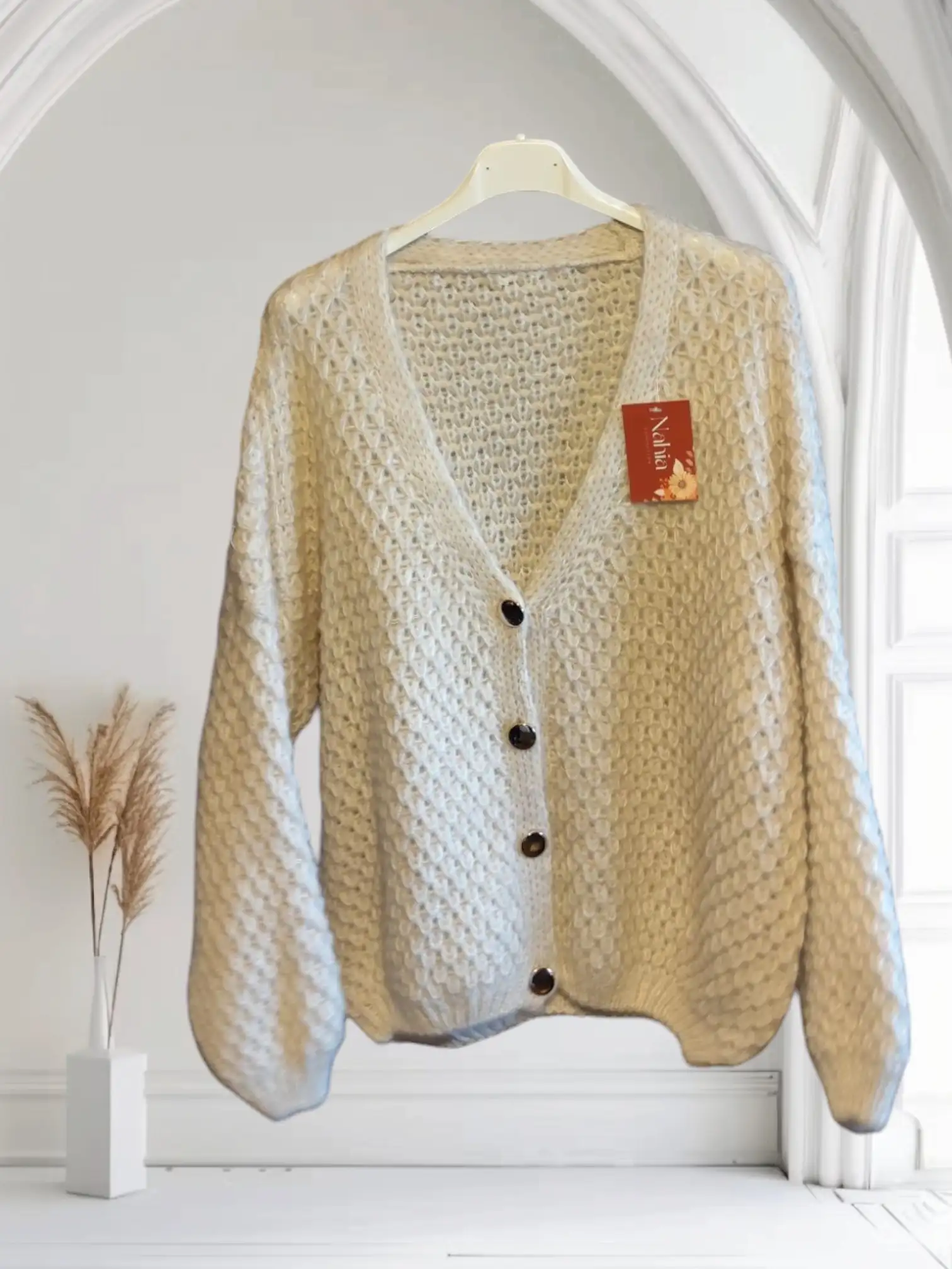 Gilet maille gaufrée losange "Tomi" – Image 2