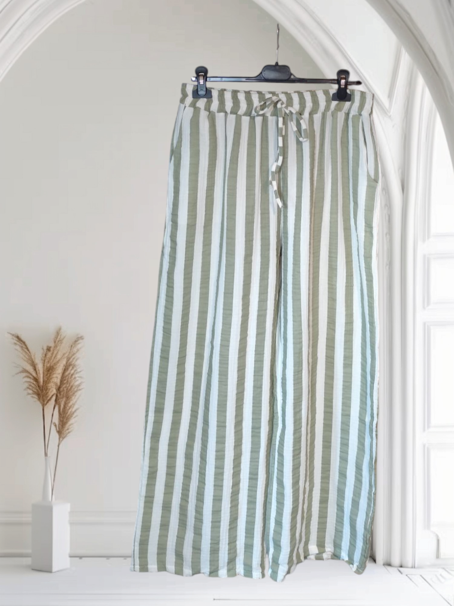Pantalon en gaze de coton rayé " Matt" – Image 2